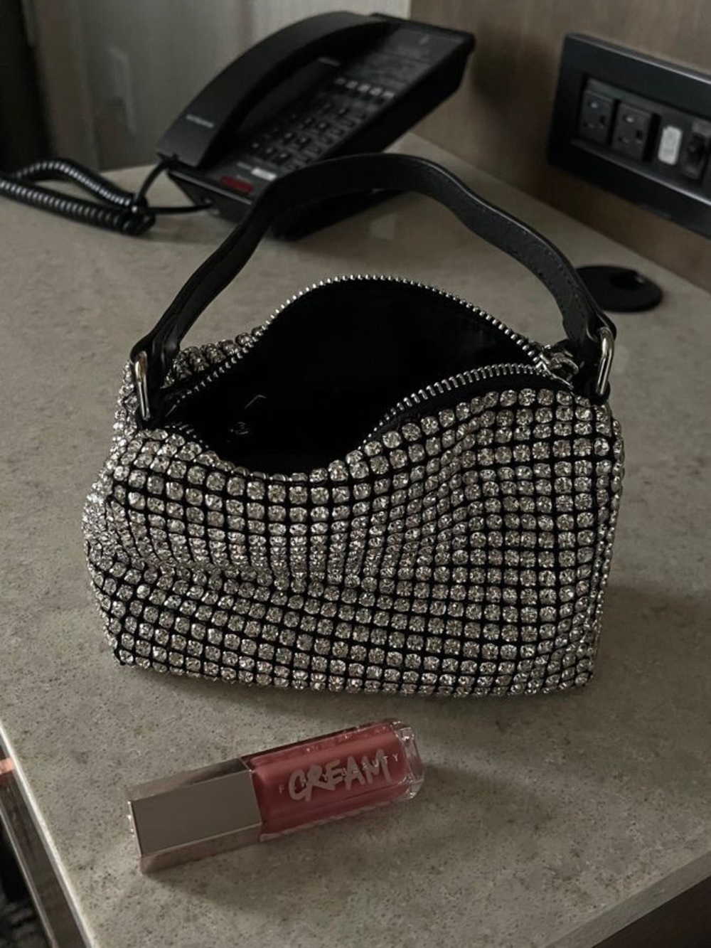 Crystal Elegant Shoulder Mini Bag in Silver